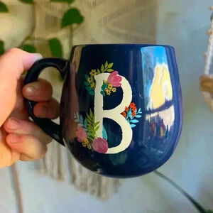 Personalized Floral Monogram “B” Ceramic Mug Coffee Tea Cup